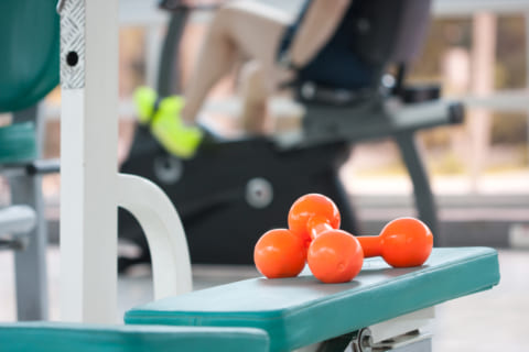 Weight training in a gym